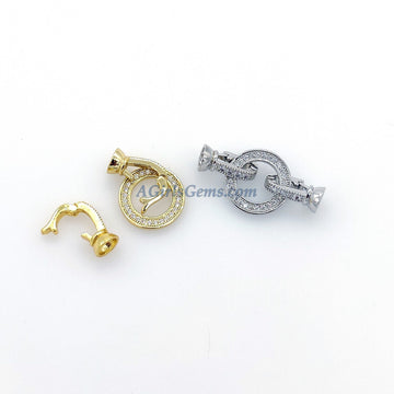 Donut Clasp Buckle, CZ Micro Pave 2 Hole O Ring and Interlocking Clips - A Girls Gems